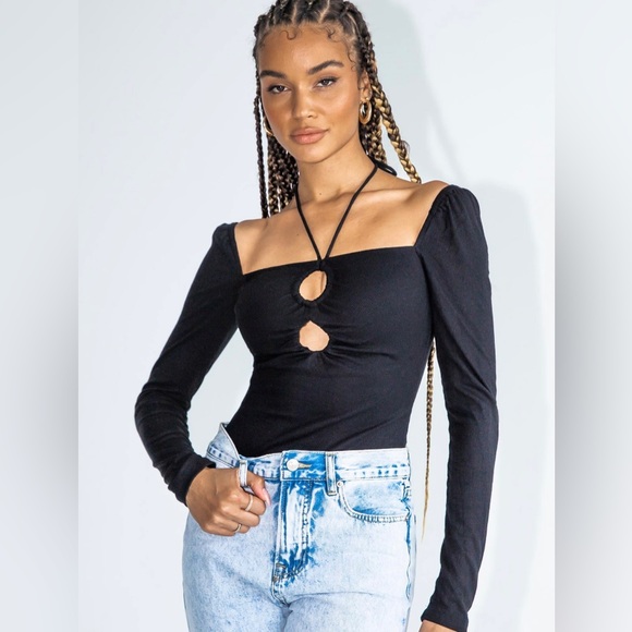 Princess Polly Tops - Princess Polly glow up bodysuit in black